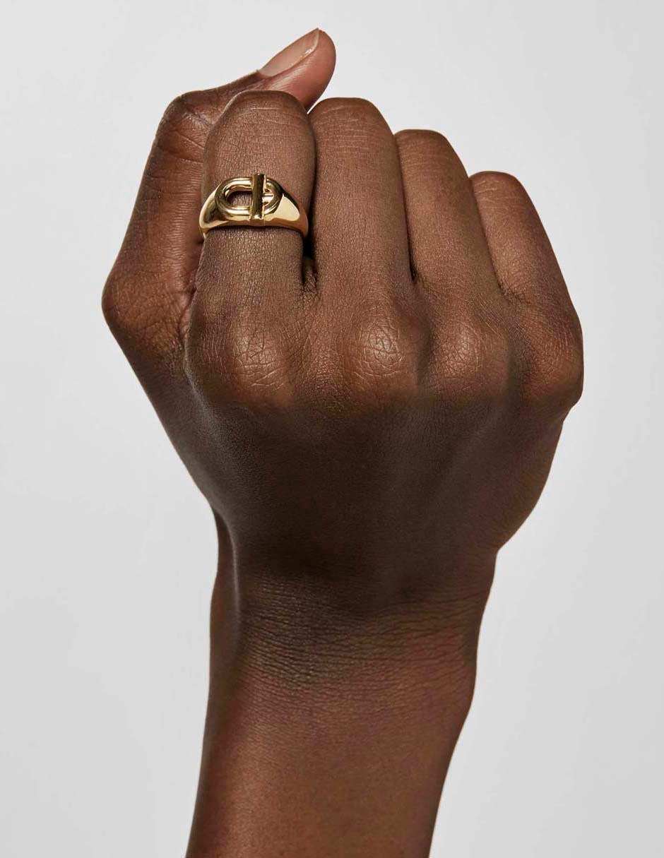 Anillo ovalado Tous Manifesto de plata P 925 baño de oro