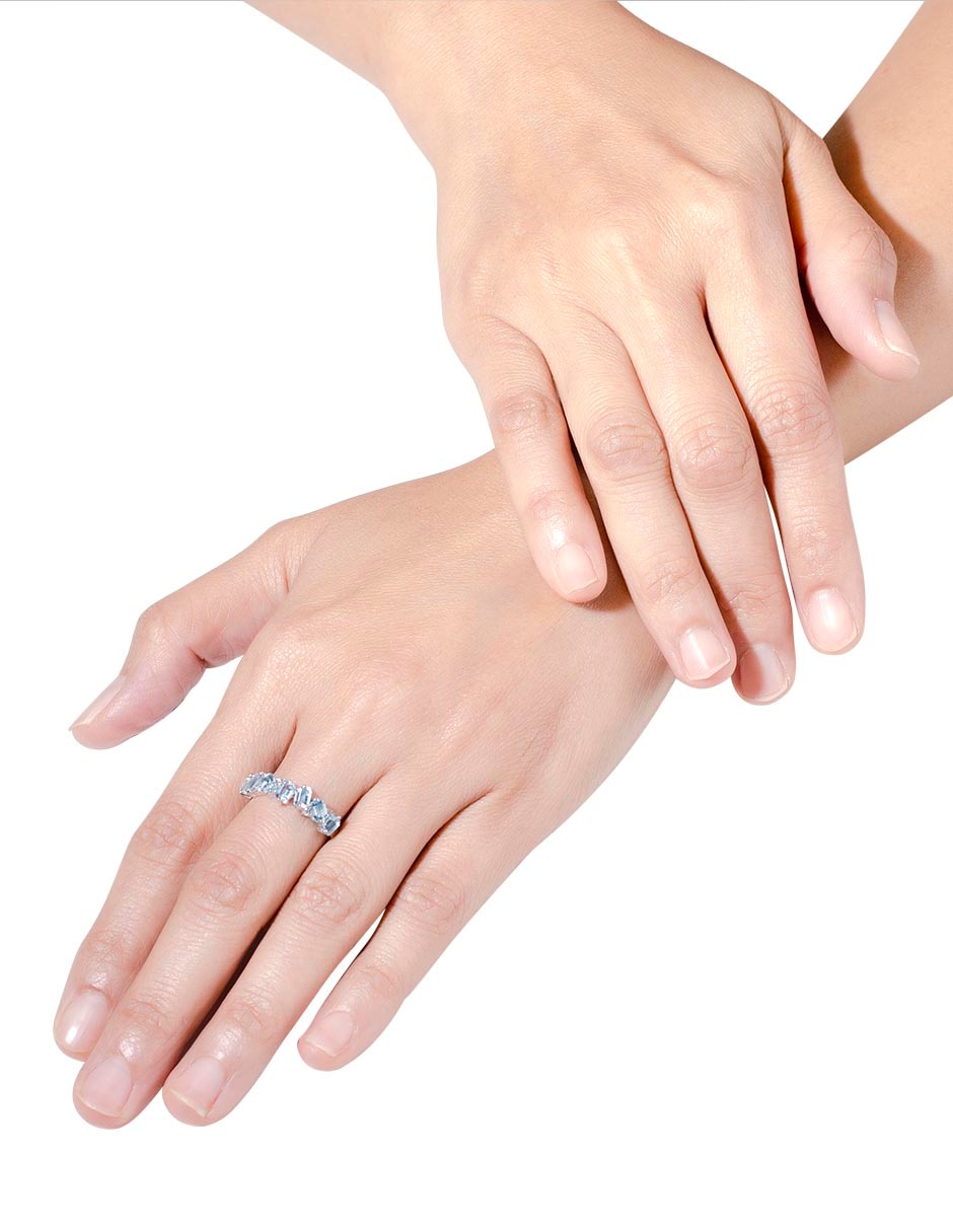 Anillo Riccardo Orsato 14 K de oro blanco topacio pulido