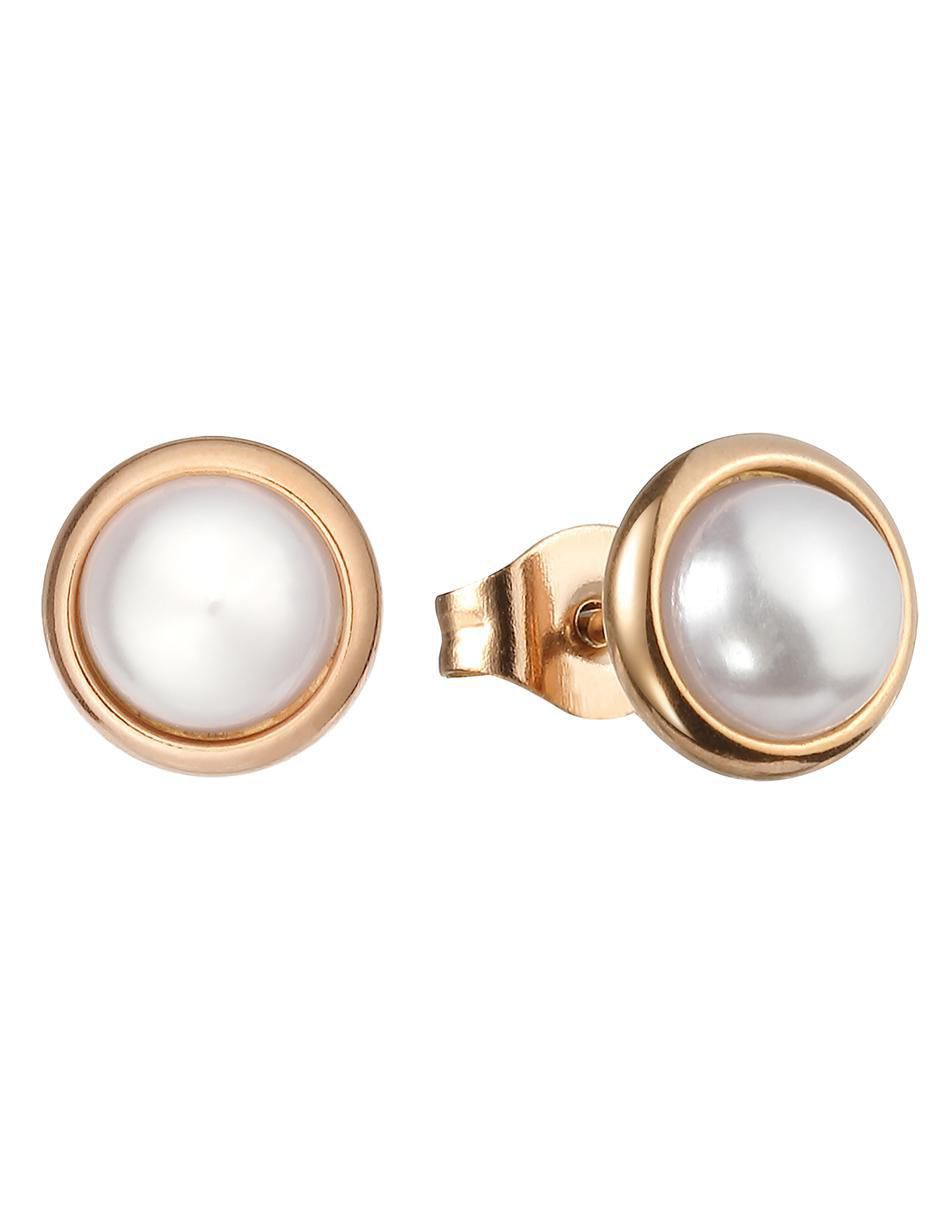 Set de aretes circulares con acabado brillante perla 2