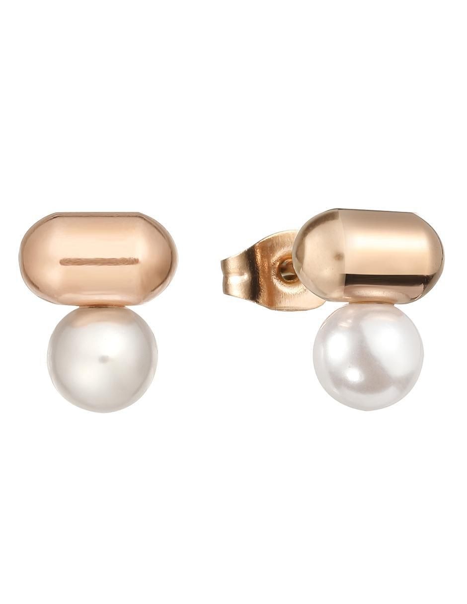 Set de aretes circulares con acabado brillante perla 3