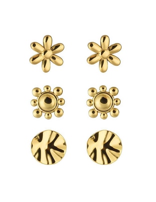 Set de aretes de flor con acabado brillante