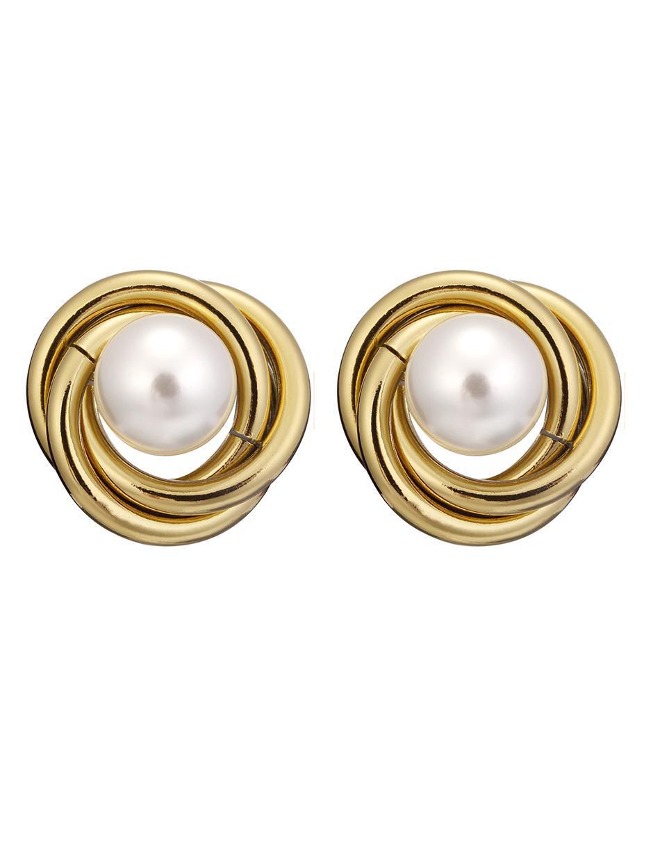 Broqueles circulares Charms con acabado pulido perla