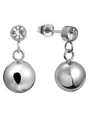 Aretes largos de esferal Statement con acabado pulido zirconia Aretes largos de esferal Statement con acabado pulido zirconia