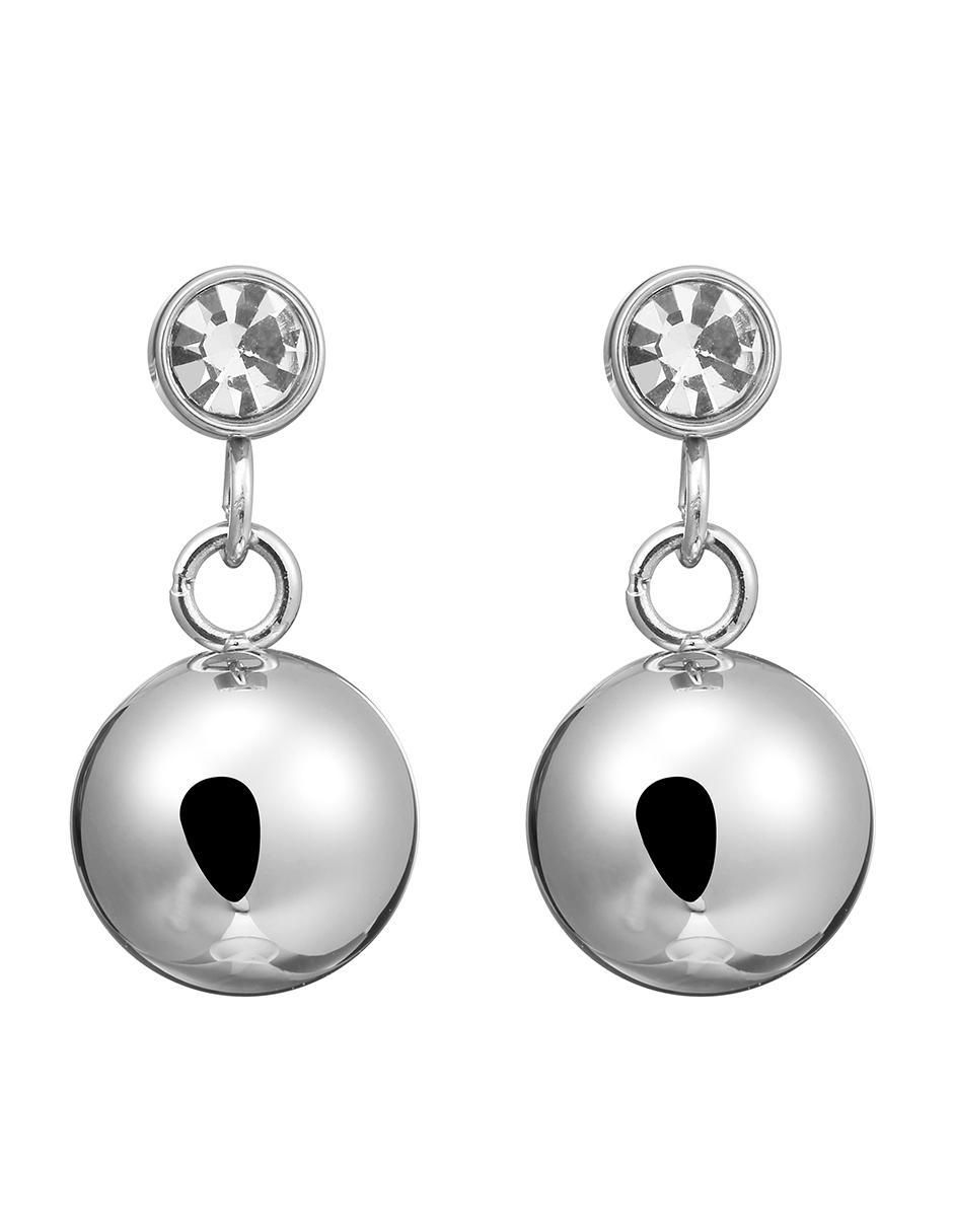 Aretes largos de esferal Statement con acabado pulido zirconia 2