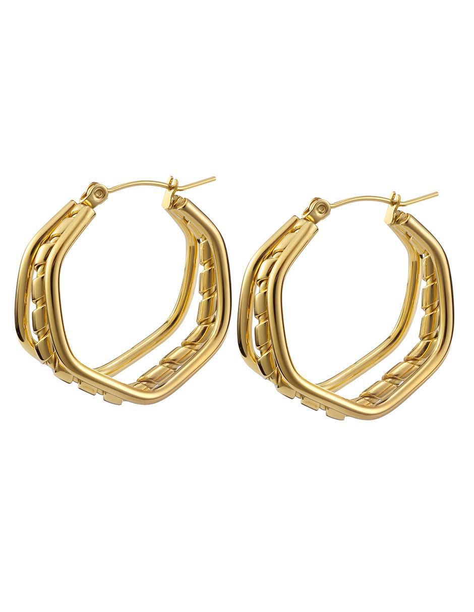 Aretes de aro Trendy con acabado pulido 3