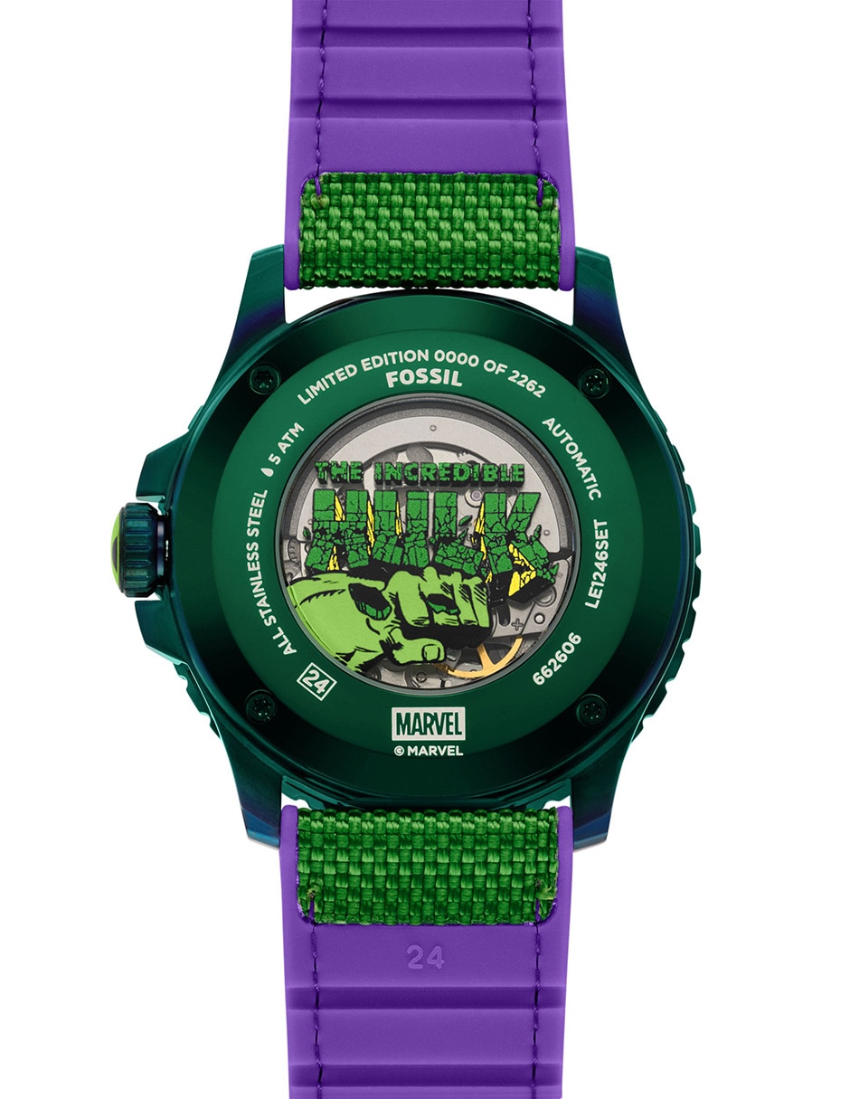 Reloj marvel x fossil edición limitada hulk para hombre le1246set 3
