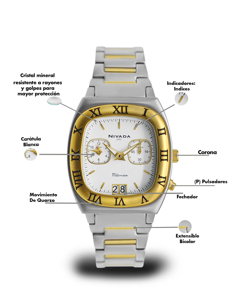 Reloj pulsera Millionaire para hombre NP7953MBICBI 3