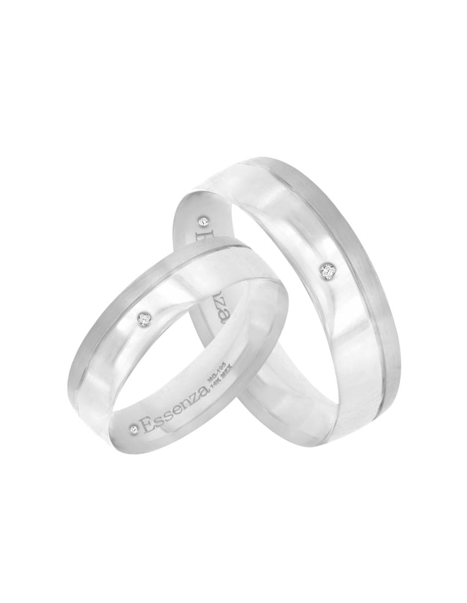 Argolla de oro blanco 14 k Essenza Georgina diamante 6