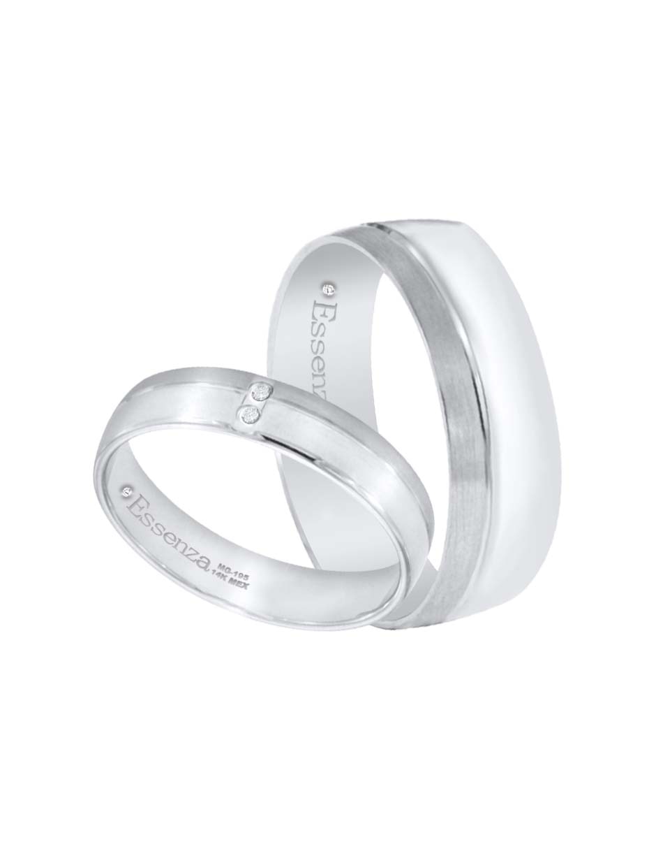 Argolla de oro blanco 14 k Essenza Rea diamante 2