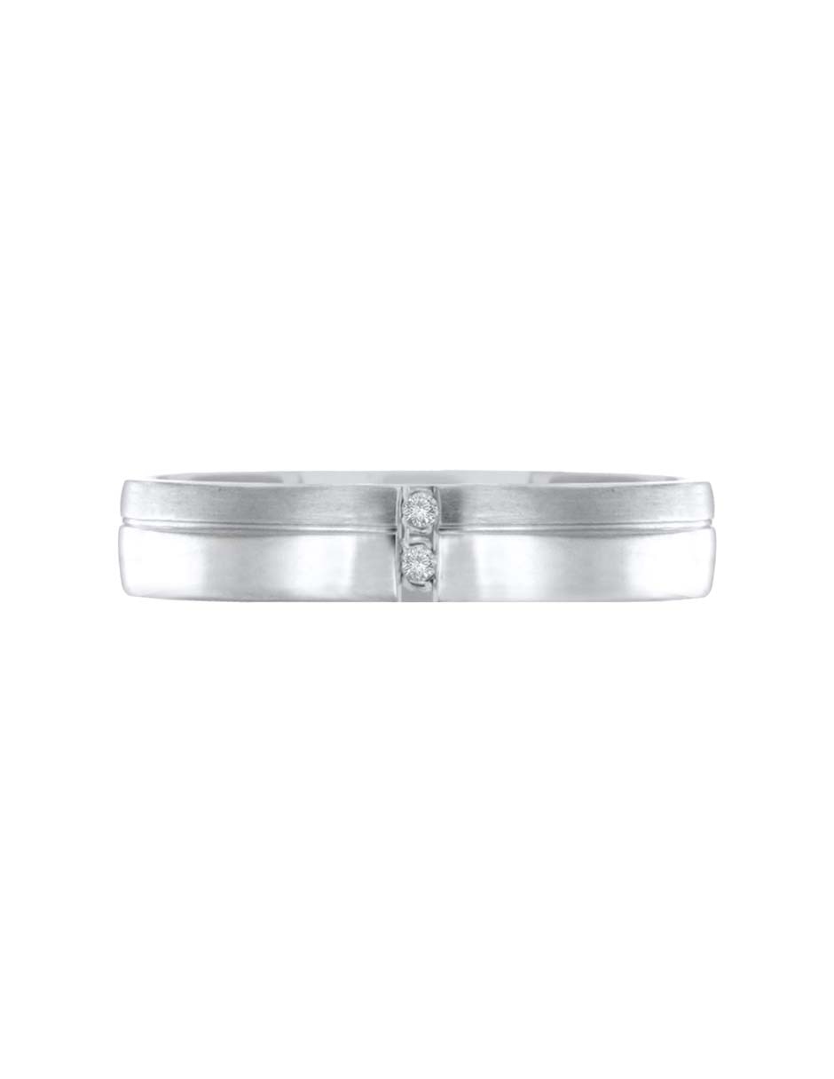 Argolla de oro blanco 14 k Essenza Rea diamante 3